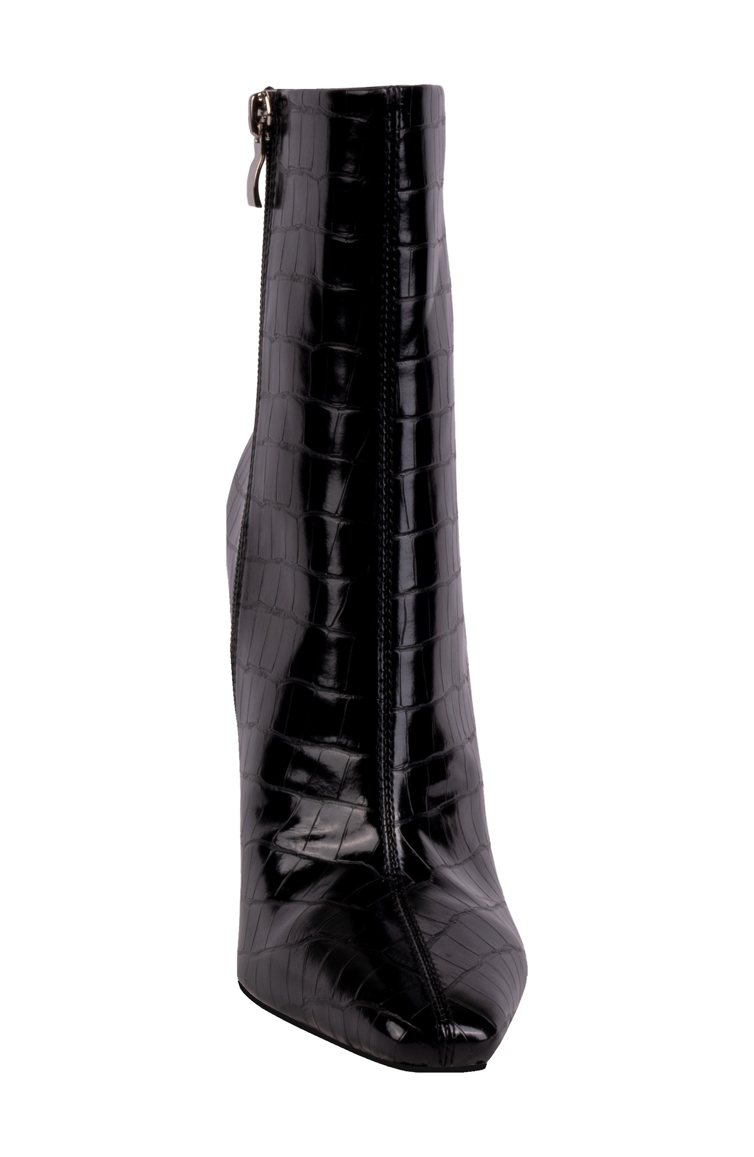 NINETY UNION Via Croc Embossed Block Heel Bootie, Alternate, color, Black