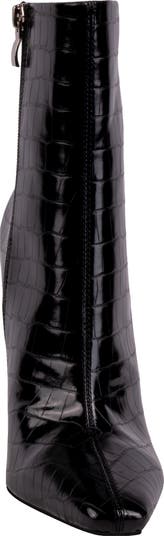 Via Croc Embossed Block Heel Bootie