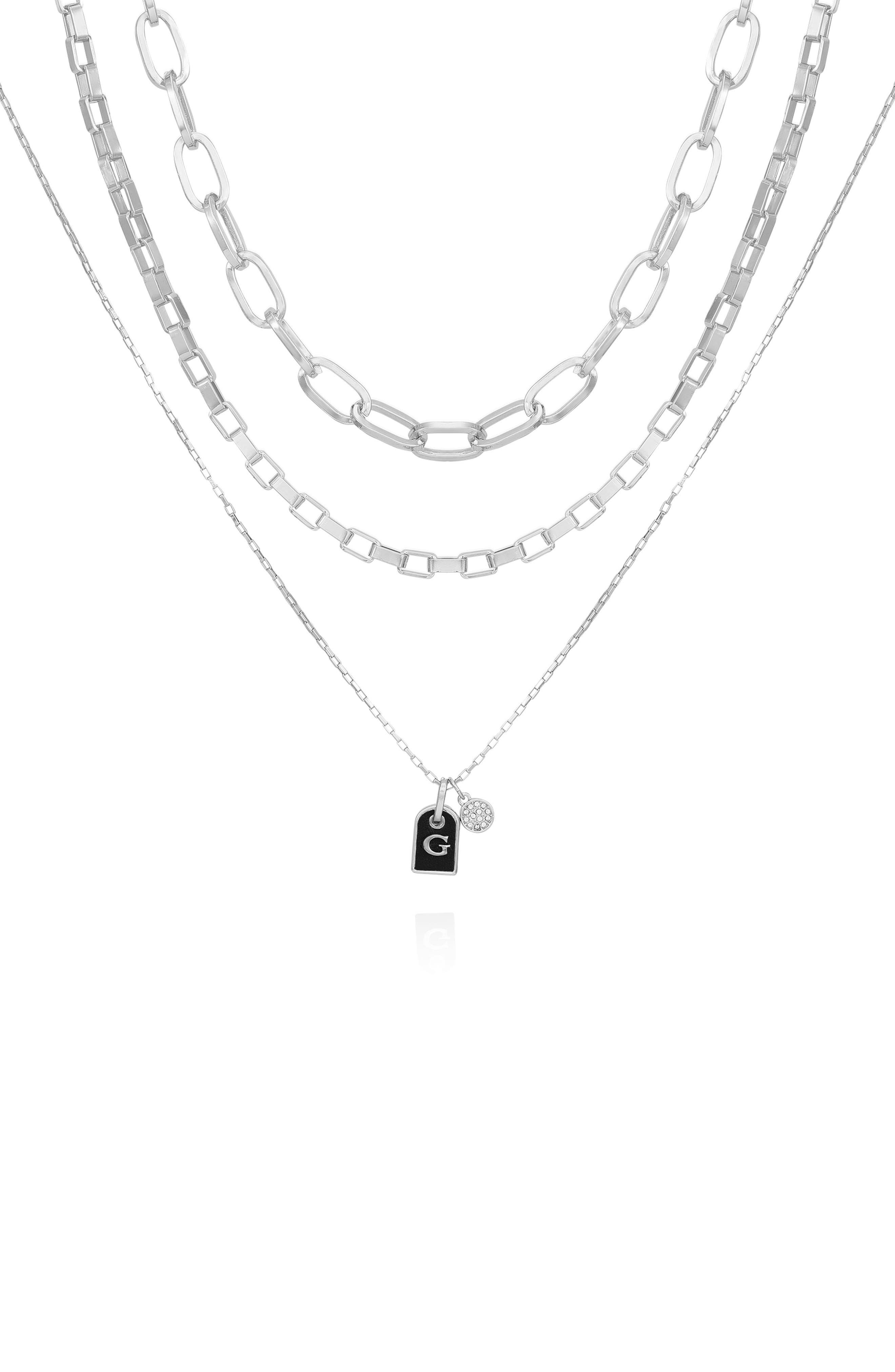 GUESS Logo Dog Tag Layered Necklace