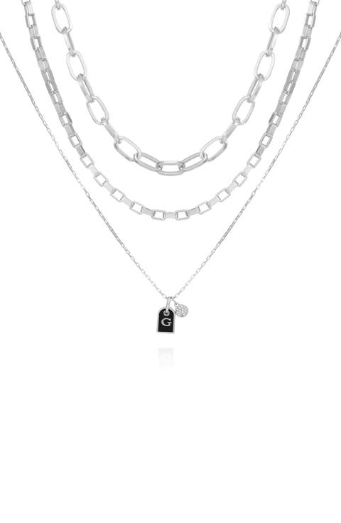 Logo Dog Tag Layered Necklace