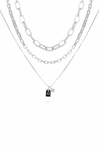 GUESS Logo Dog Tag Layered Necklace