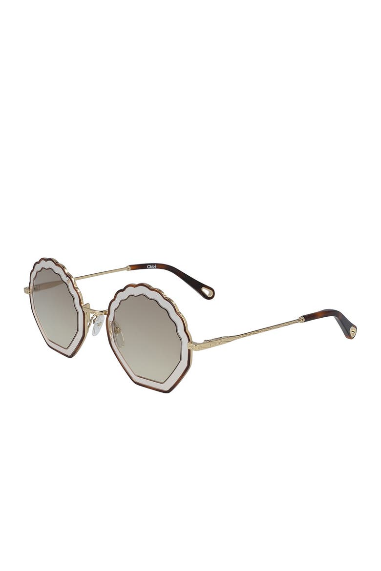 Tally 56mm Scalloped Sunglasses, Alternate, color, HAVANA LT PEACH/GRD