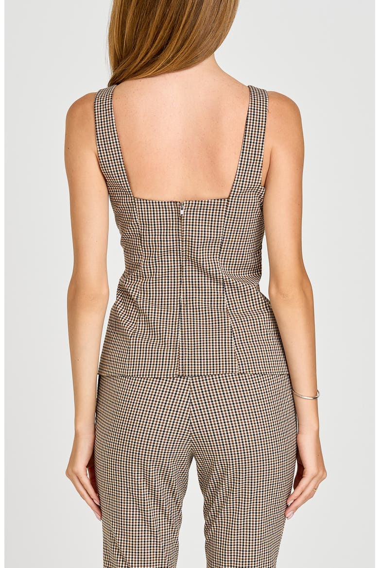 x Sara Walker Carolyn Plaid Sleeveless Top, Alternate, color, BROWN