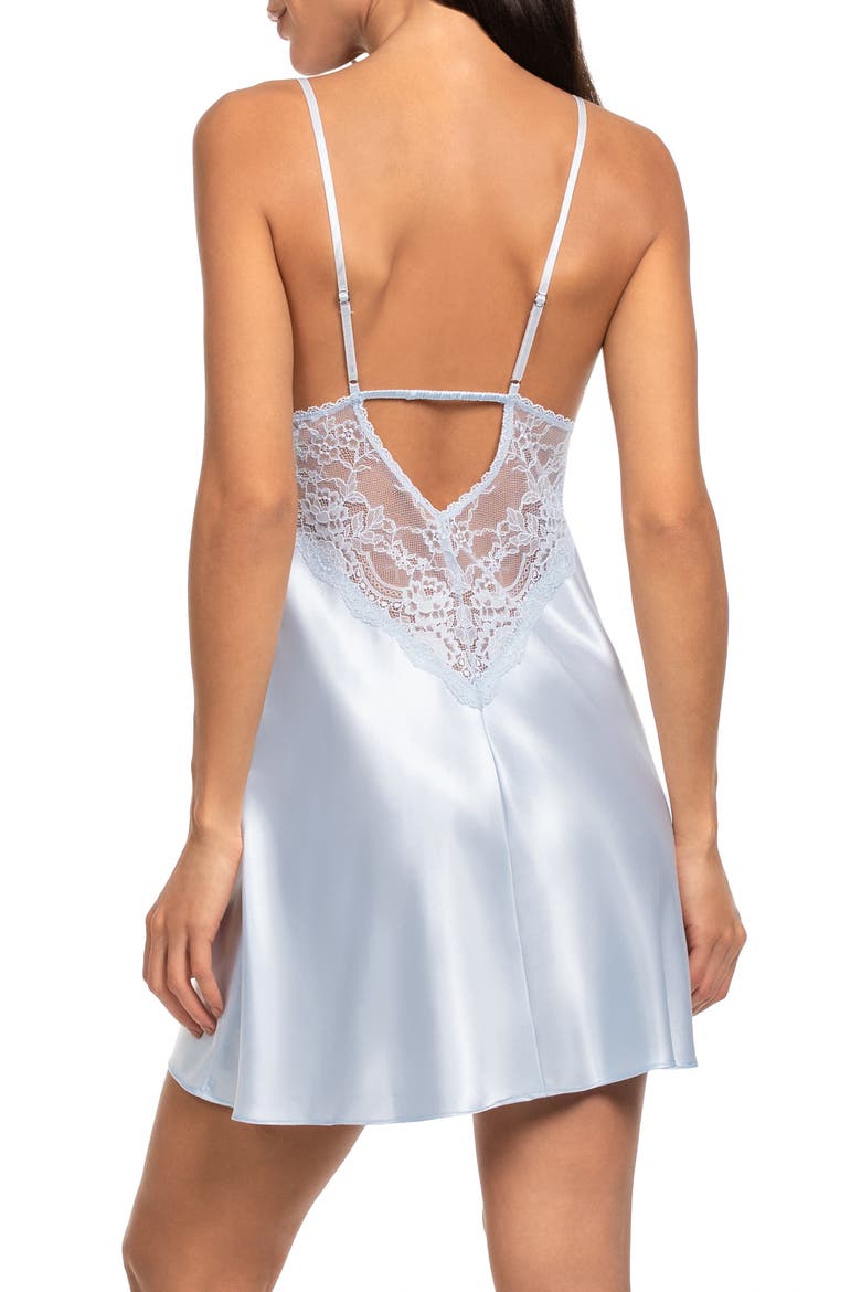 Annie Lace Trim Satin Chemise, Alternate, color, PALE BLUE
