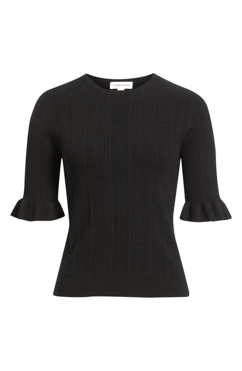 Pointelle Crewneck Sweater