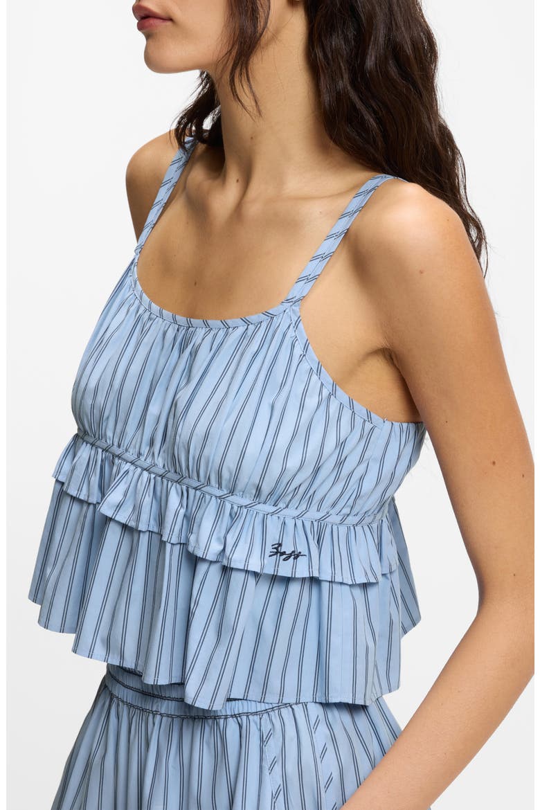 Crop Ruffle Cami, Alternate, color, BLUE STRIPE