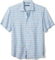 Tommy Bahama Sand Linen Manati Plaid Short Sleeve Linen Blend Button-Up Shirt