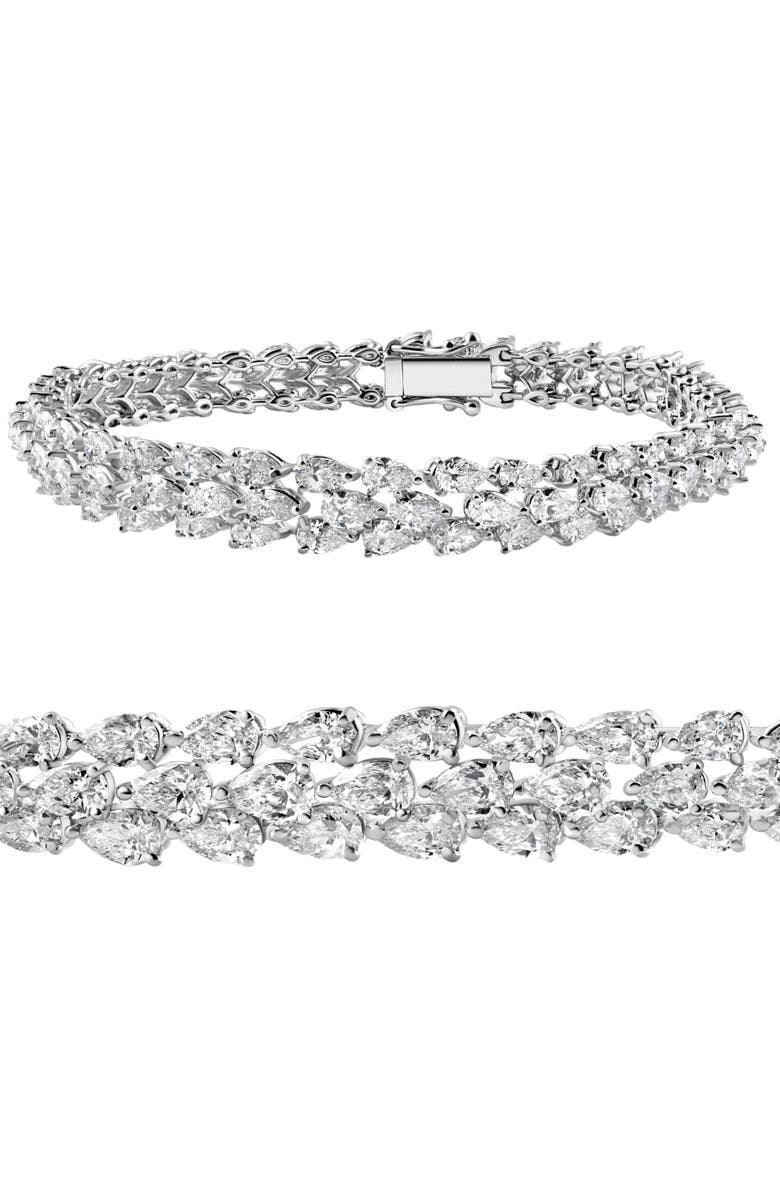 Bliss Diamond 10.04 Ct Pear Diamond 18k Gold 20.86grams 6mm Tennis Bracelet 7" Lab Grown, Main, color,