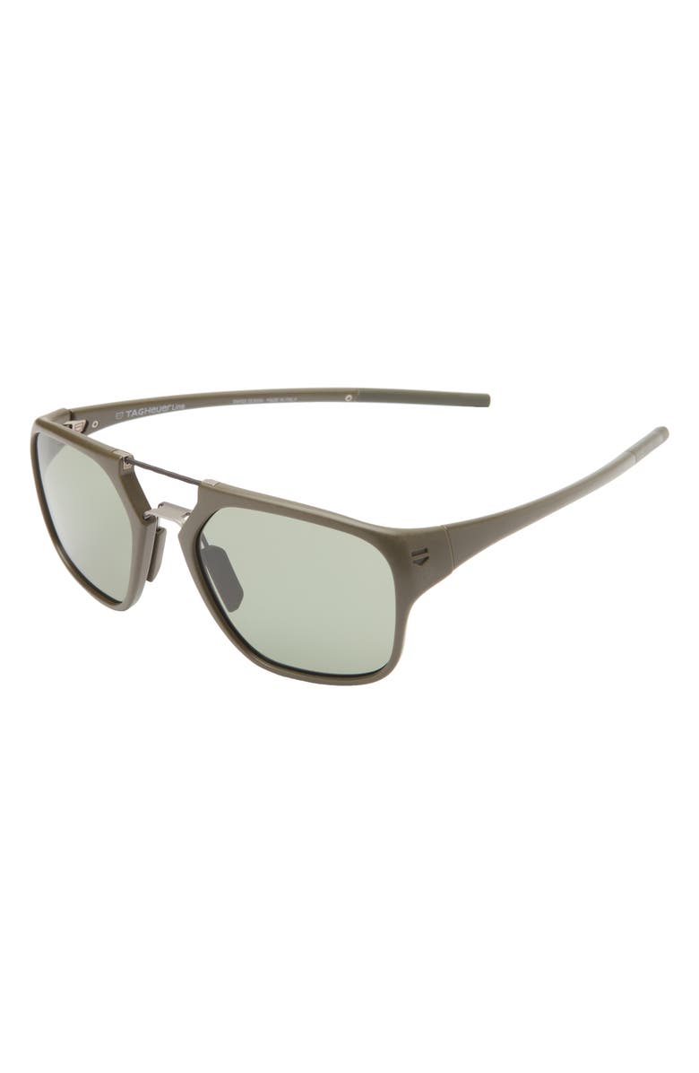 TAG Heuer Line 56mm Square Sport Sunglasses, Alternate, color, Matte Dark Green / Green Polar