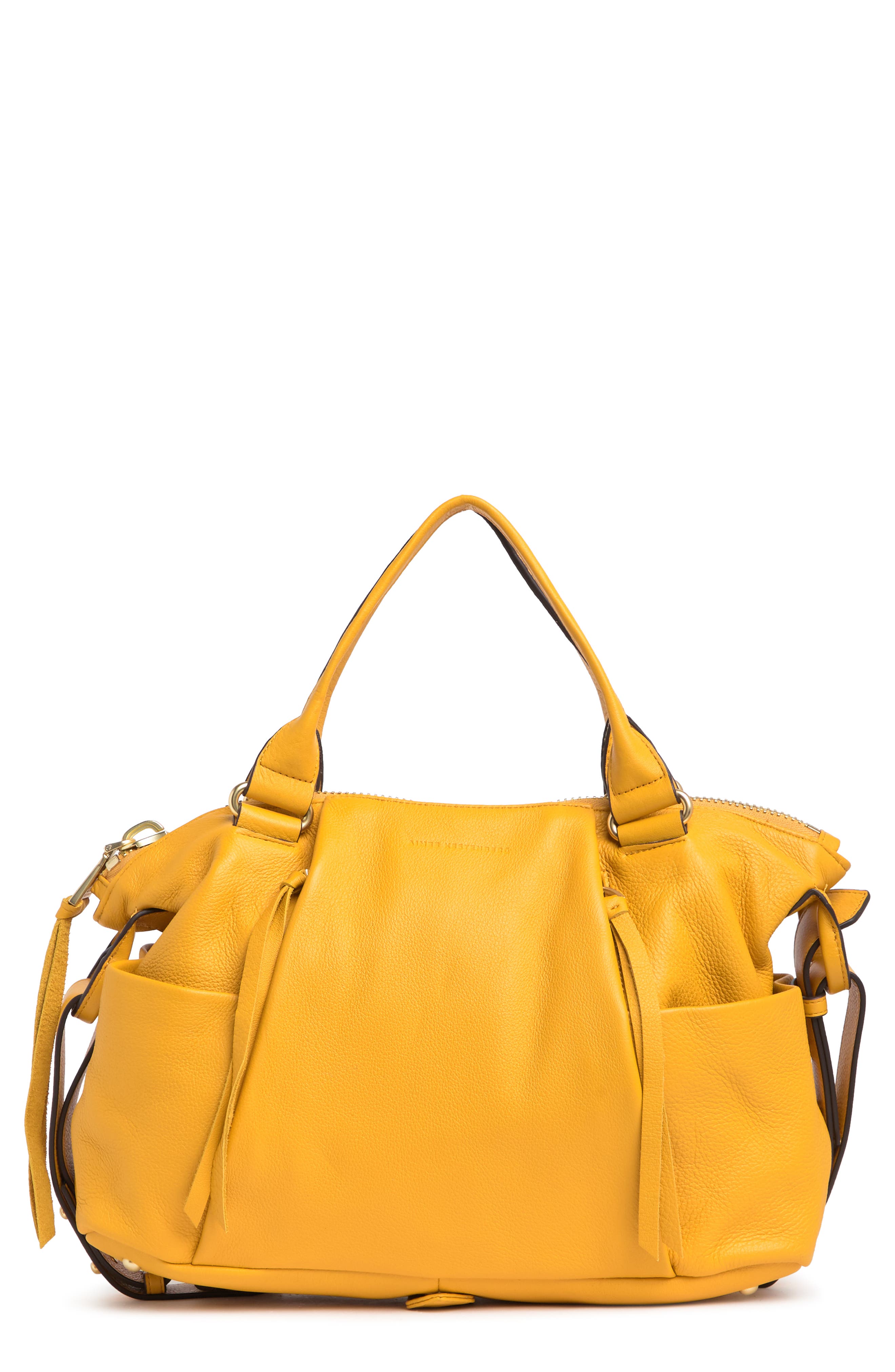 KESTENBERG Tamitha Convertible Leather Satchel, Main, color, GOLDEN ROOT