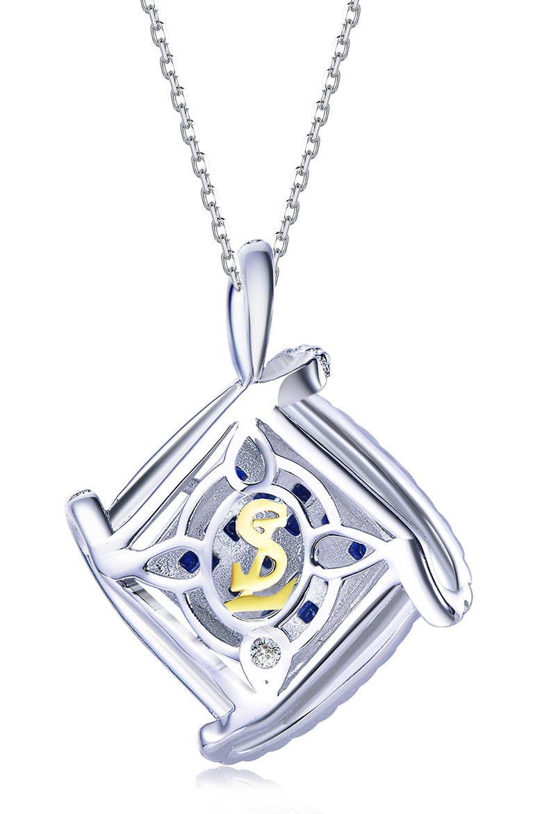 Cubic Zirconia Cushion Pendant Necklace, Alternate, color, BLUE