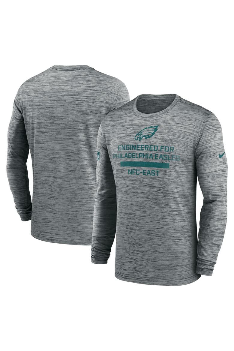Men's Nike Gray Philadelphia Eagles Sideline Velocity Performance Long Sleeve T-Shirt, Alternate, color, Gray