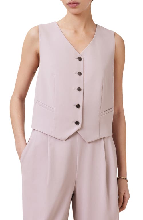 Allsaints Womens Aleida V-neck Sleeveless Stretch-woven Waistcoat Mauve Chalk Pi