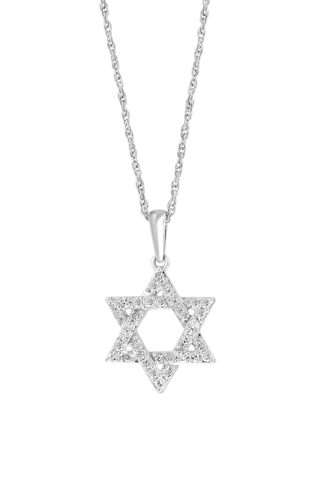 EFFY Sterling Silver Pavé Diamond Star of David Pendant Necklace - 0.23 ctw.
