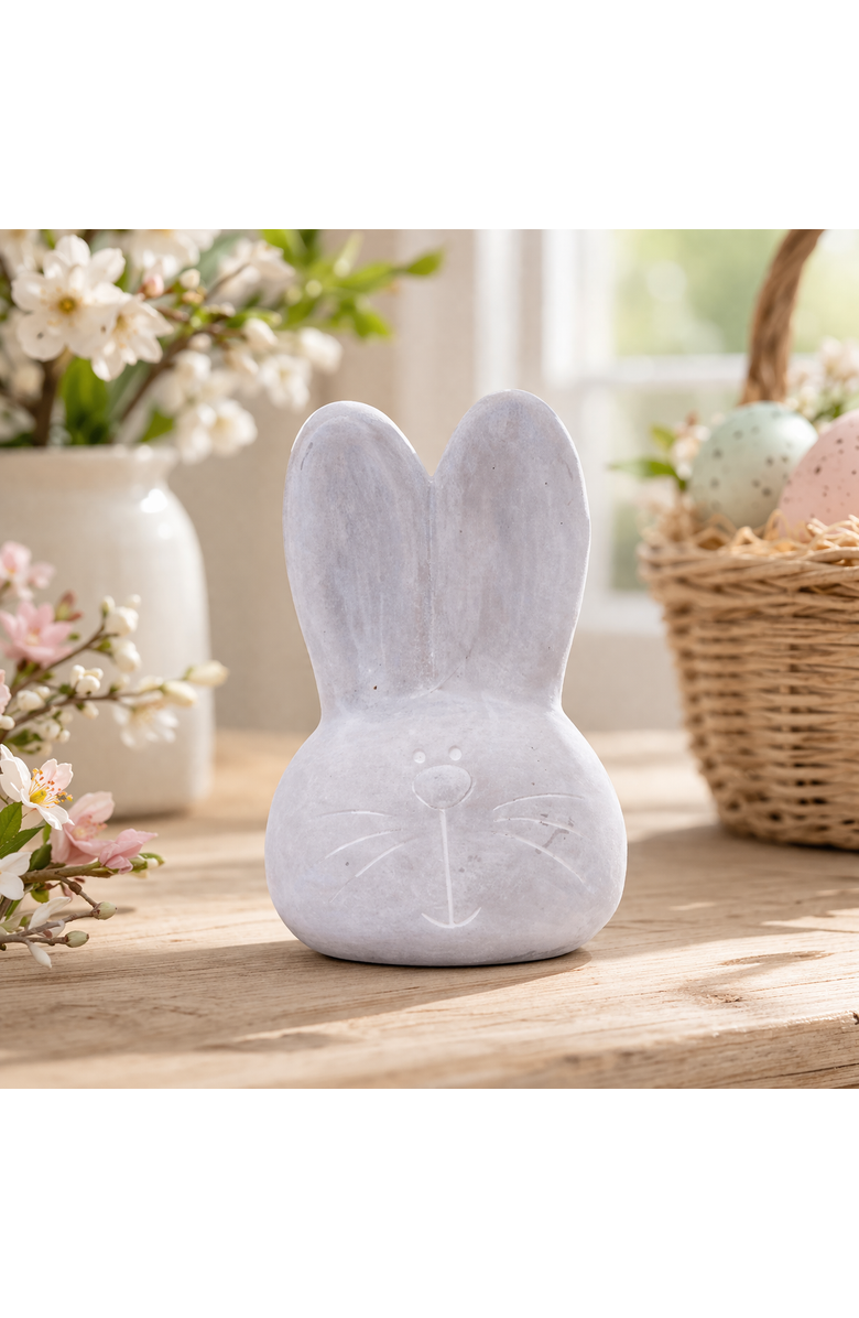 Gallerie II Smiling Easter Bunny Head Cement Decorative Figurine 6.1", Alternate, color, Gray