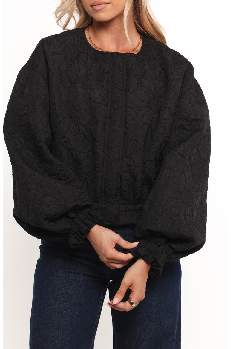 Yuki Flower Embroidered Jacket, Alternate, color, BLACK