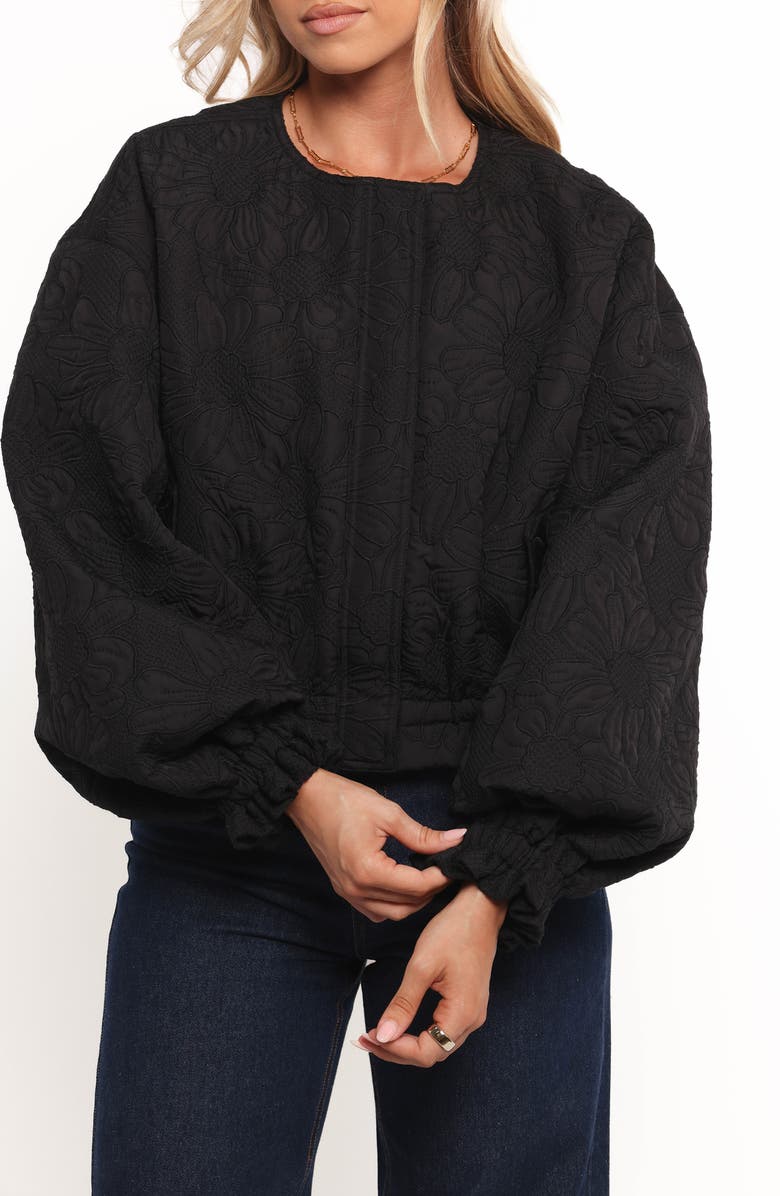 Petal & Pup Yuki Flower Embroidered Jacket, Alternate, color, Black