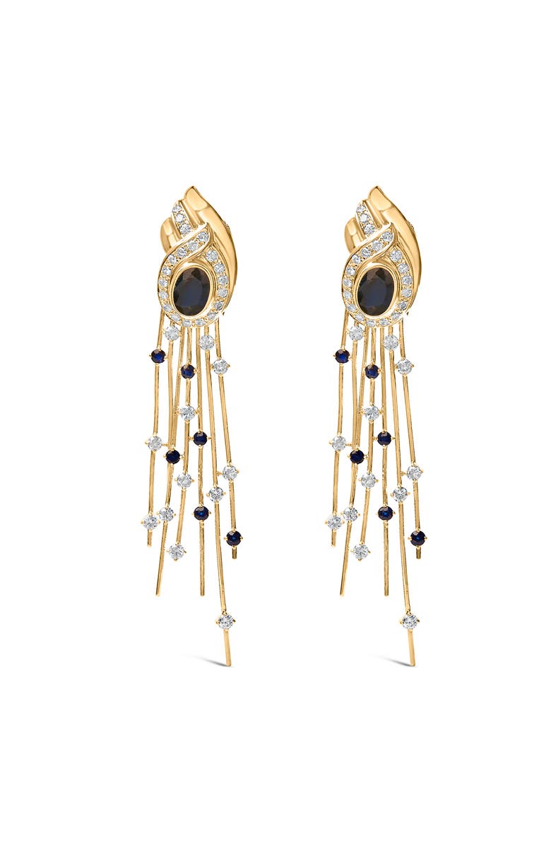 Haus of Brilliance 14K Yellow Gold 1.0 Cttw Diamond and Blue Sapphire Chandelier Earrings, Main, color, Yellow
