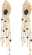 Haus of Brilliance 14K Yellow Gold 1.0 Cttw Diamond and Blue Sapphire Chandelier Earrings