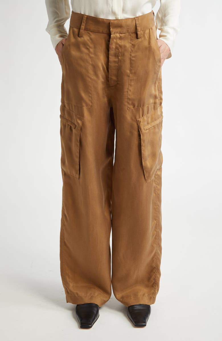 Maria McManus Wide Leg Satin Cargo Pants, Main, color, 