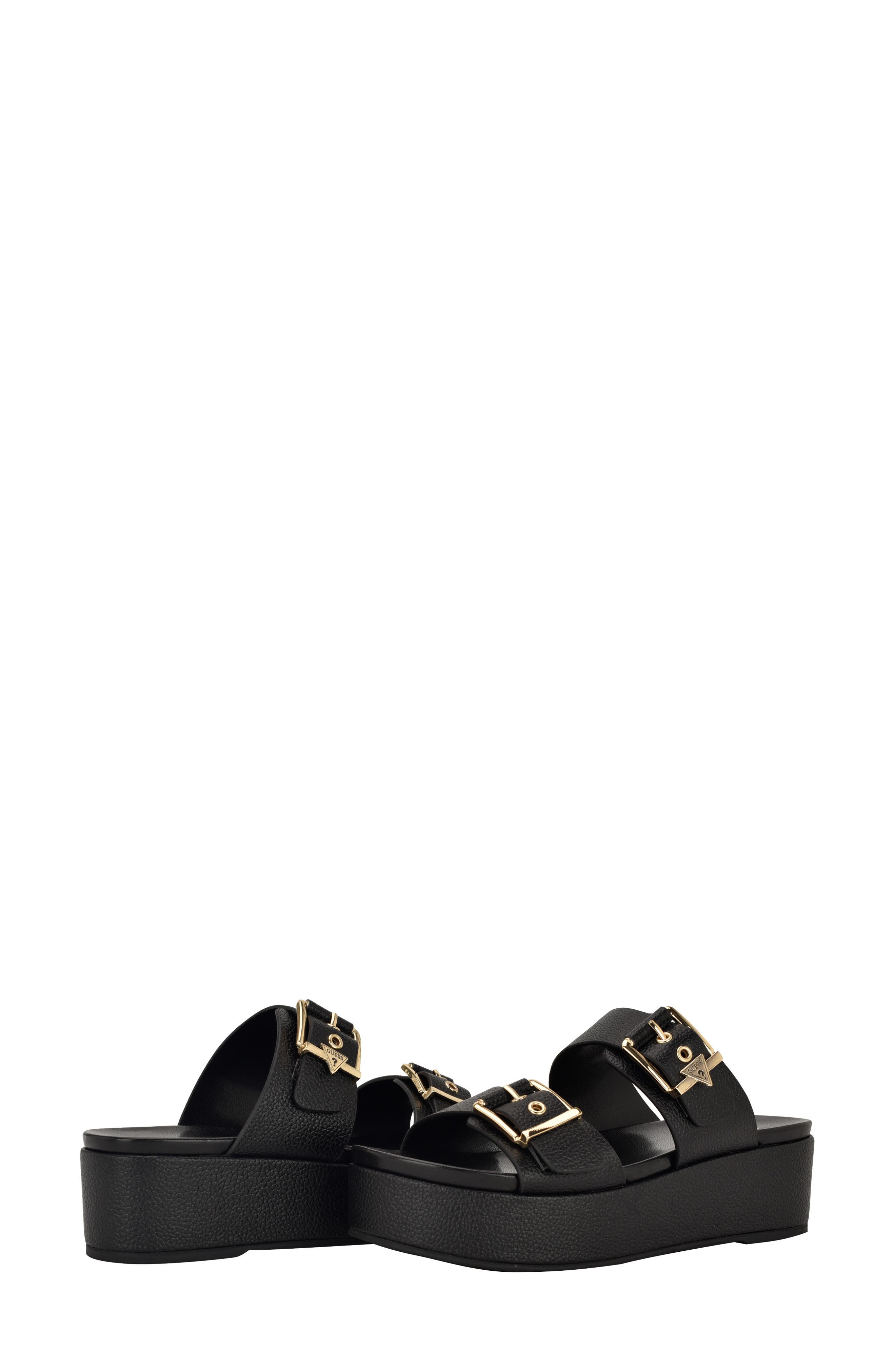 GUESS Platform Slide Sandal, Alternate, color, Black