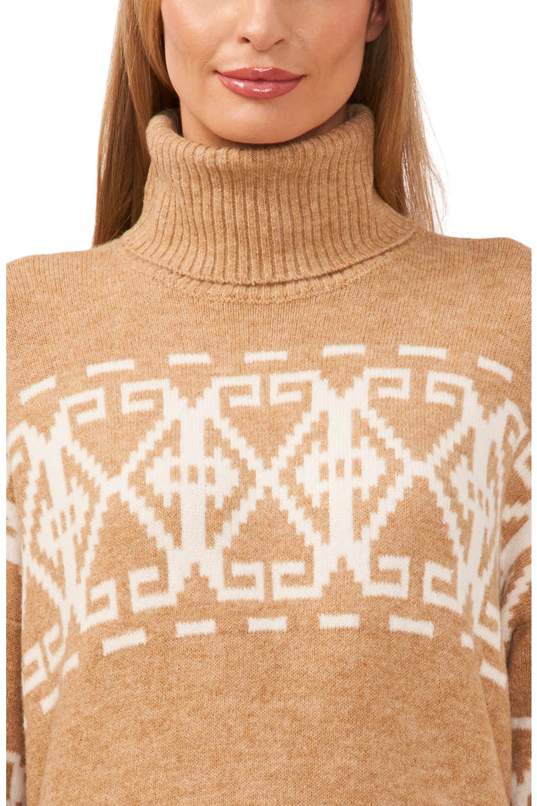 Fair Isle Turtleneck Sweater, Alternate, color, LATTE HEATHER BEIGE