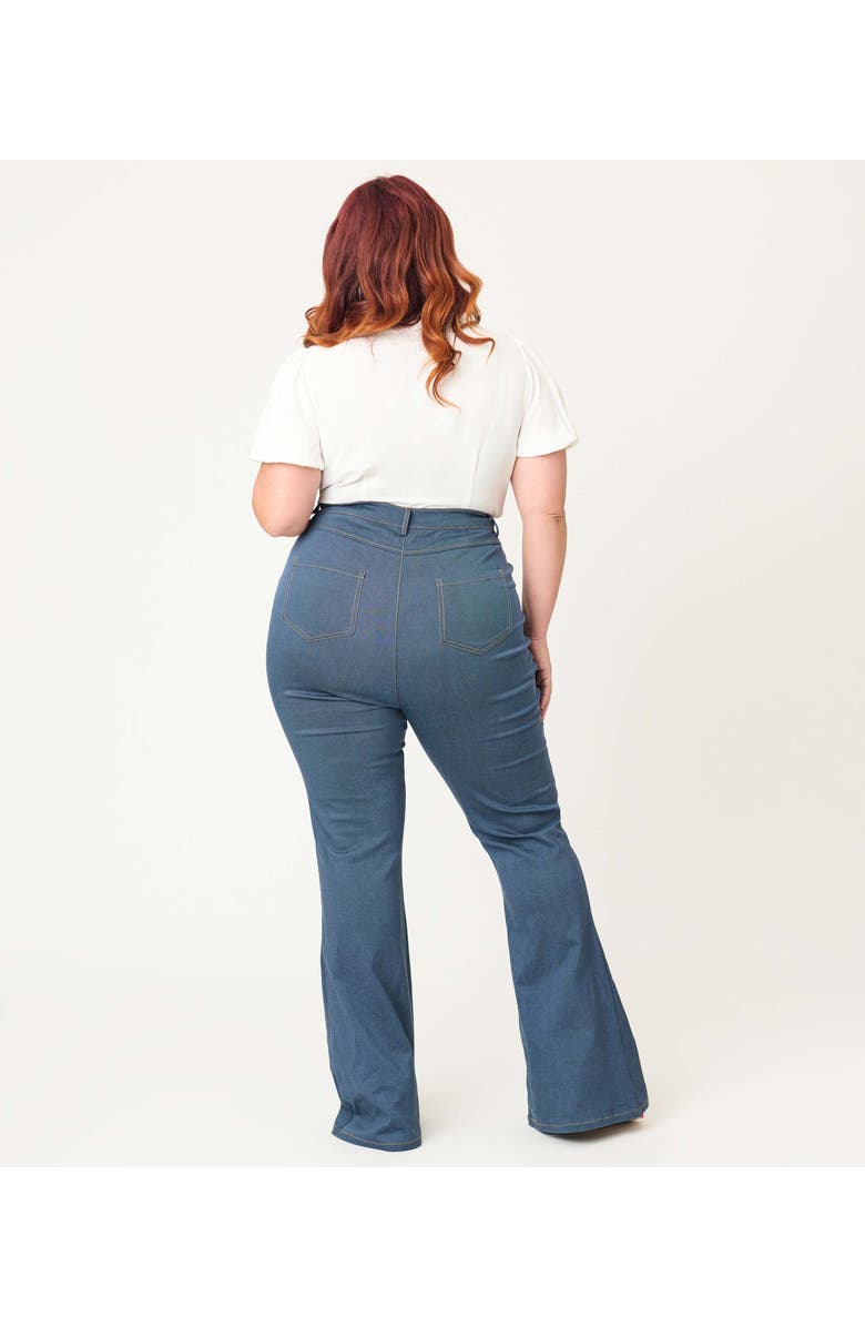 Unique Vintage Plus Size 1970s Flare Pants, Alternate, color, Dark Denim Blue