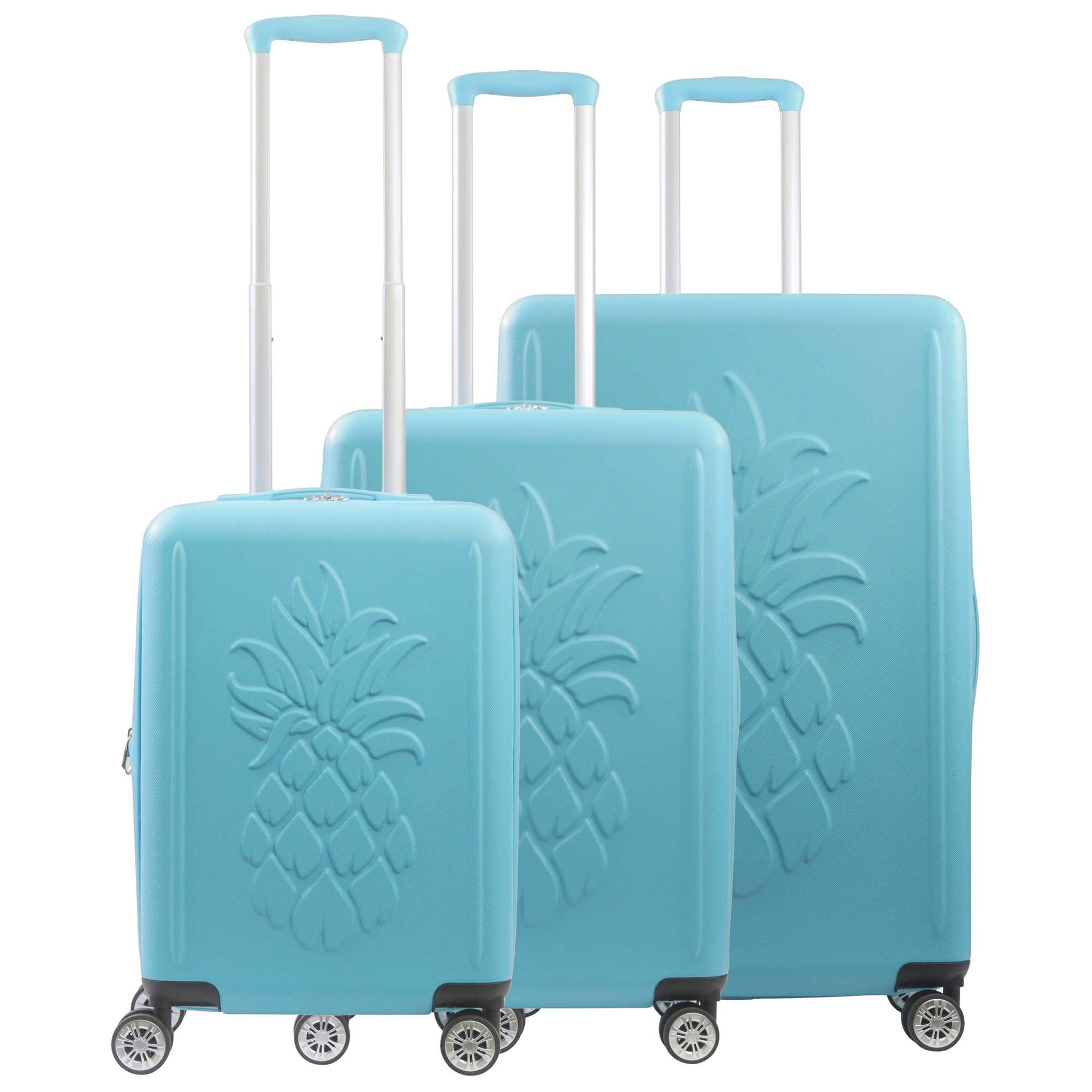 Tommy Bahama 3-Piece Hardside Luggage Set with 3D Pineapple 30", 26" & 21.5" Spinner Suitcases, Alternate, color, Blue