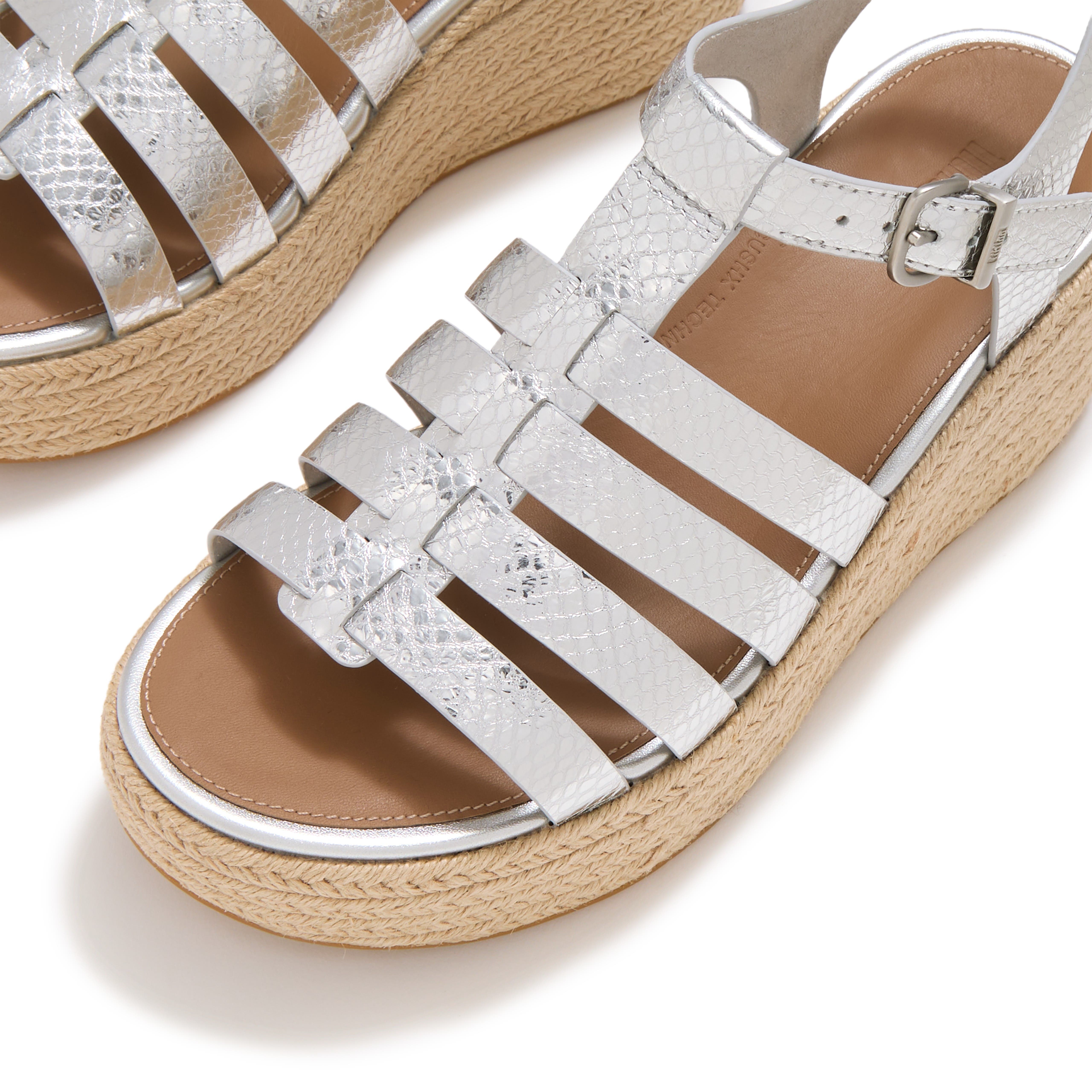 Platfform Metallic Espadrille Fisherman Sandals, Alternate, color, Silver