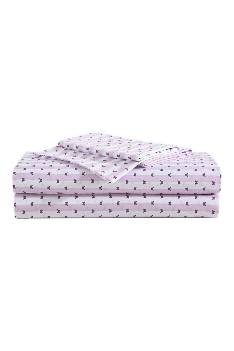 Butterfly Stripe Sheet Set, Main, color, PURPLE