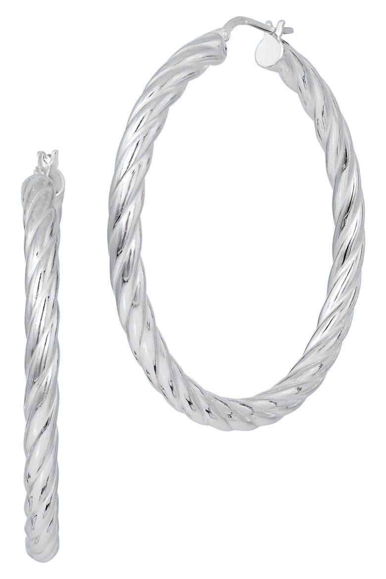 Torcoin Twisted Hoop Earrings, Main, color, WHITE