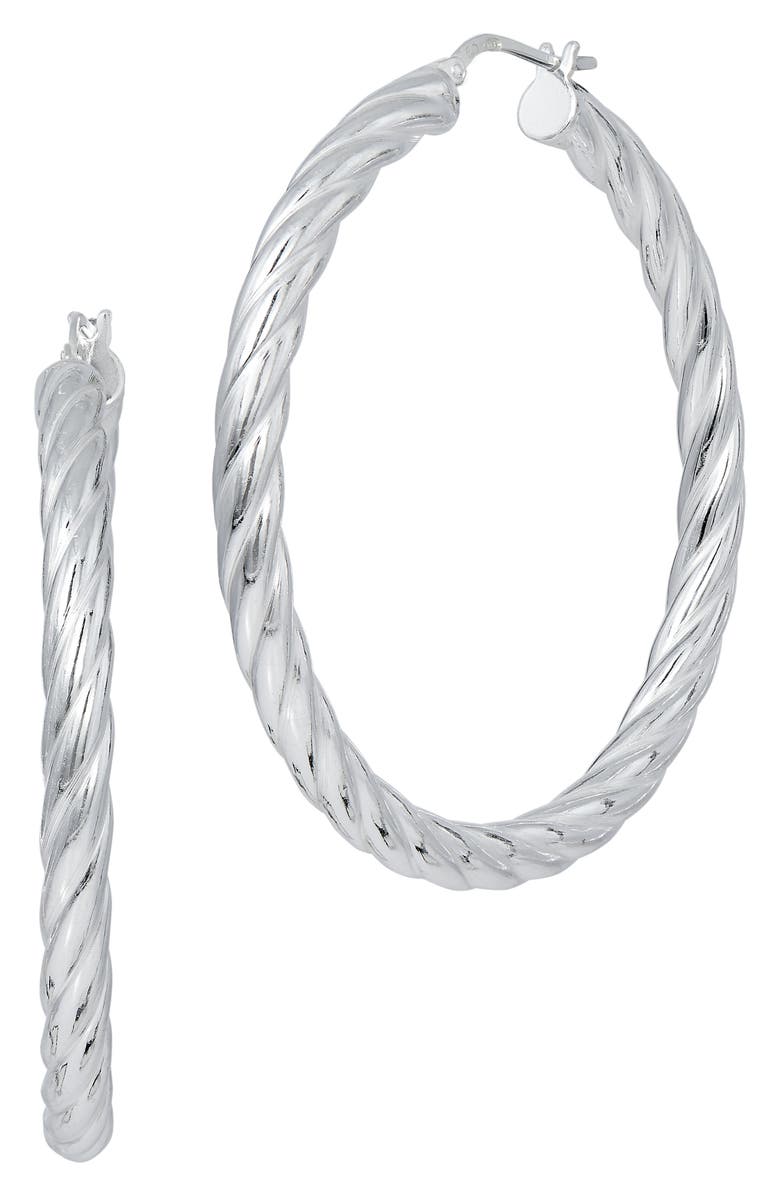 SAVVY CIE JEWELS Torcoin Twisted Hoop Earrings, Main, color, White
