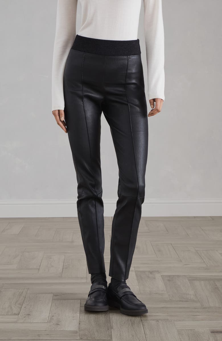 Brunello Cucinelli Stretch nappa leather leggings, Alternate, color, 