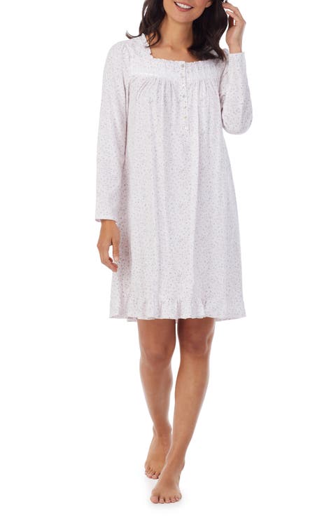 Lace Trim Long Sleeve Nightgown