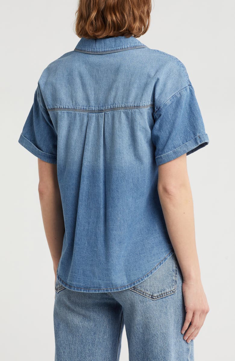 Melrose and Market Short Sleeve Chambray Button-Up Shirt, Alternate, color, Medium Wash