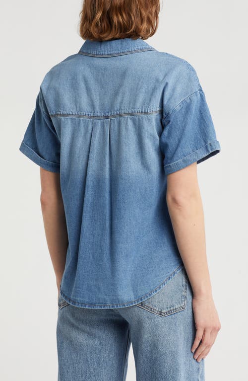 MELROSE AND MARKET MELROSE AND MARKET SHORT SLEEVE CHAMBRAY BUTTON-UP SHIRT 