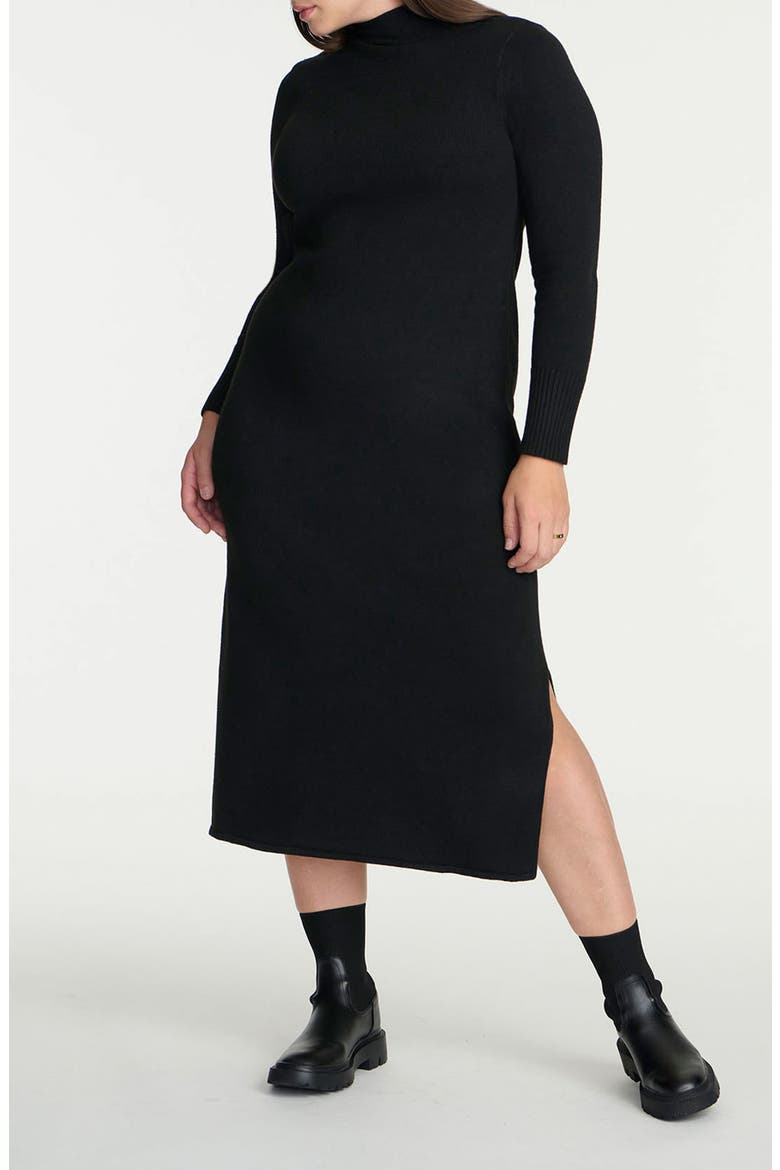 Mock Neck Long Sleeve Maxi Sweater Dress, Main, color, BLACK ONYX