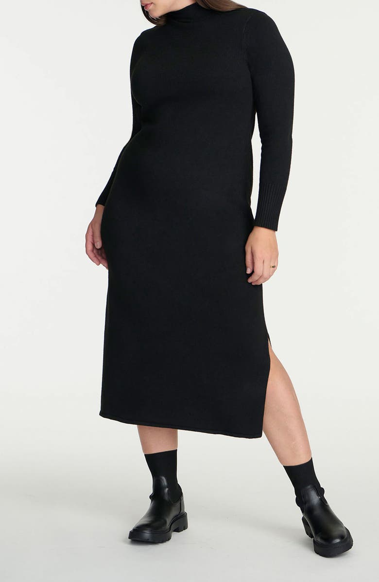 ELOQUII Mock Neck Long Sleeve Maxi Sweater Dress, Main, color, 