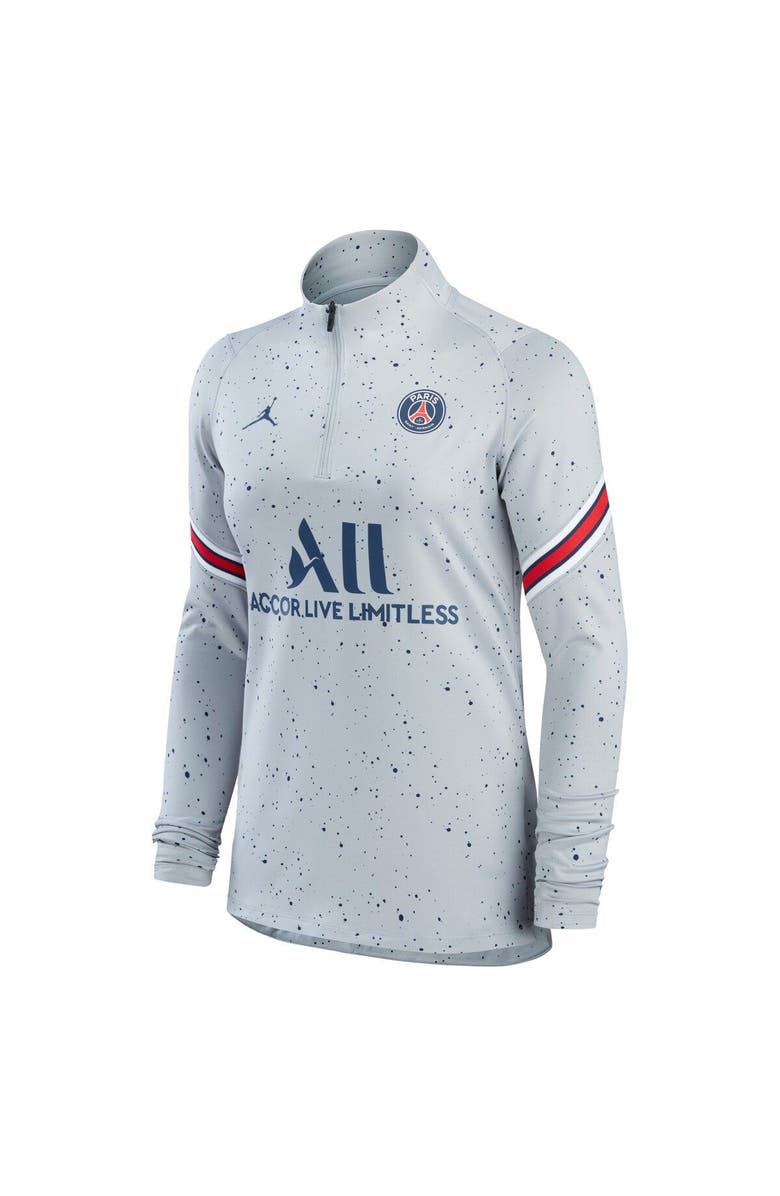 Jordan Brand Women's Jordan Brand Gray Paris Saint-Germain Strike Drill Raglan Quarter-Zip Long Sleeve Top, Alternate, color,