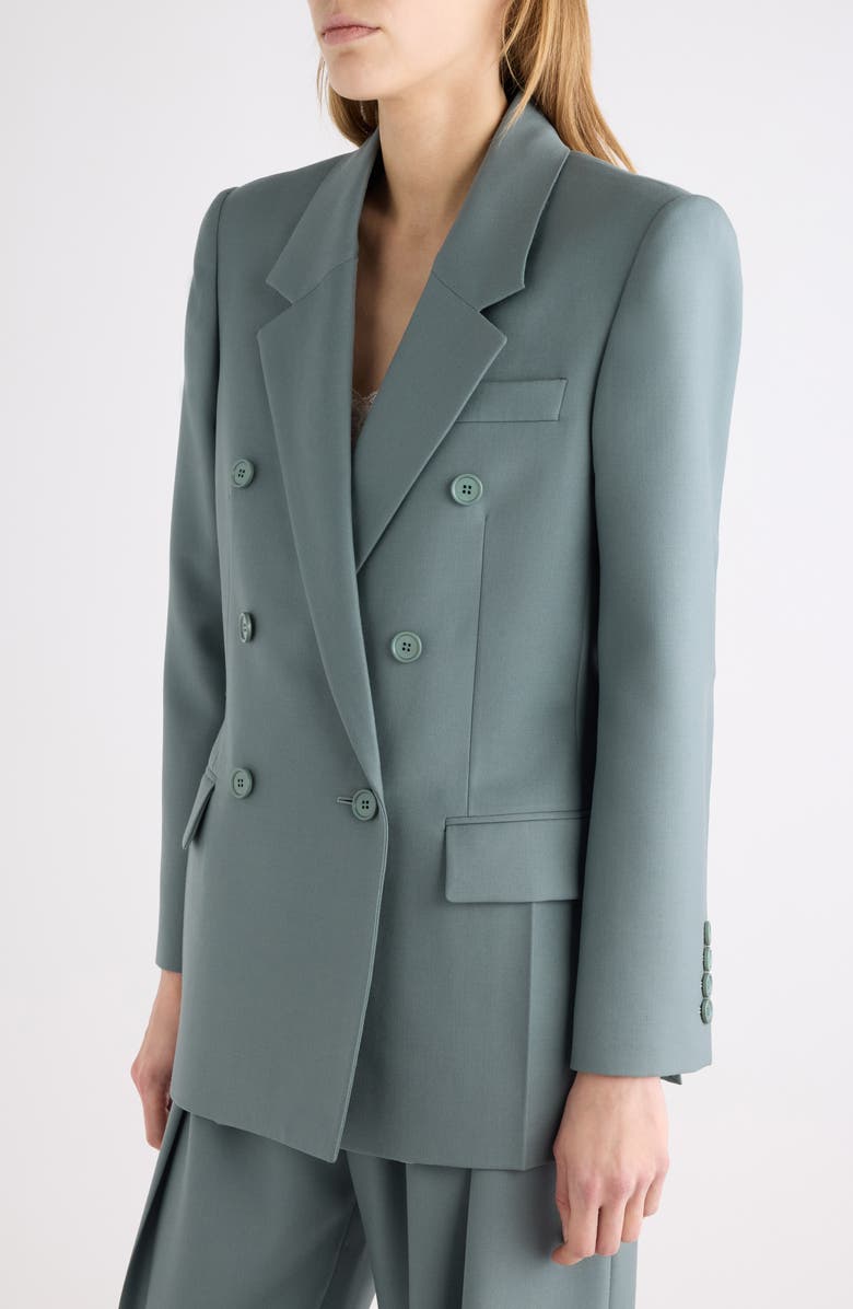 Chloé Double Breasted Light Wool Gabardine Blazer, Alternate, color, Urban Grey