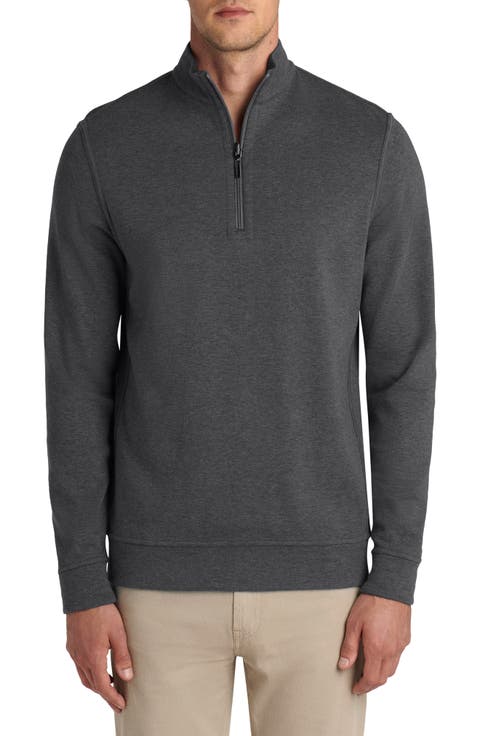Reversible Quarter Zip Cotton Blend Pullover