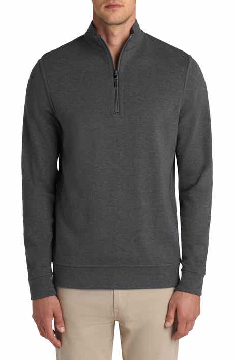 Bugatchi Reversible Quarter Zip Cotton Blend Pullover
