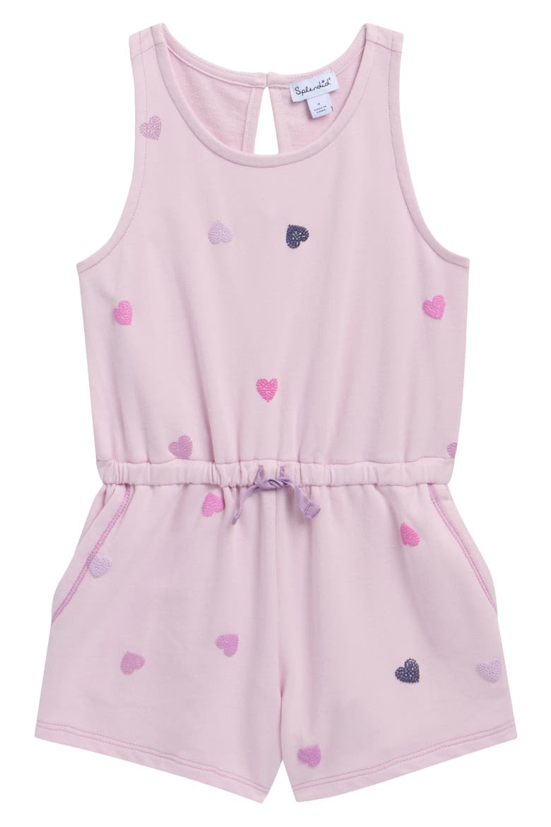 Kids' Dancing Hearts Romper, Main, color, DANCING HEARTS