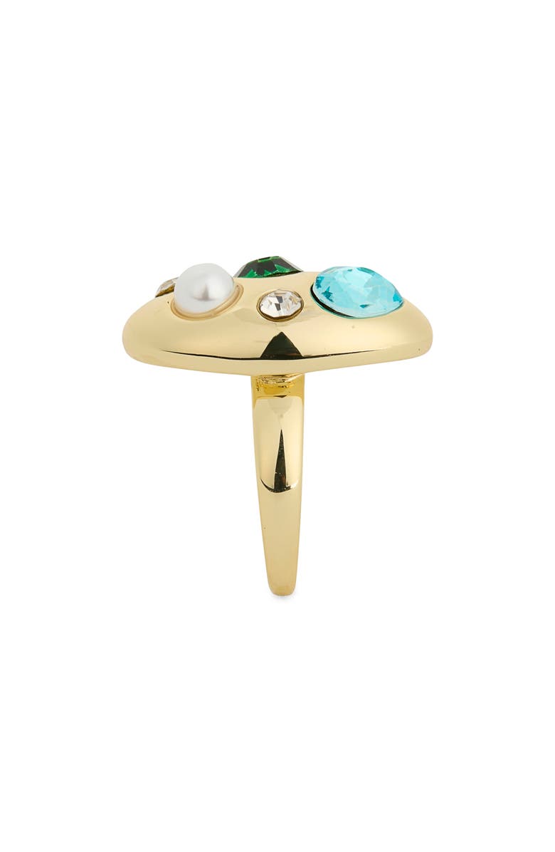 Covet Crystal & Faux Pearl Oval Bubble Ring, Alternate, color, Green Multi / Gold