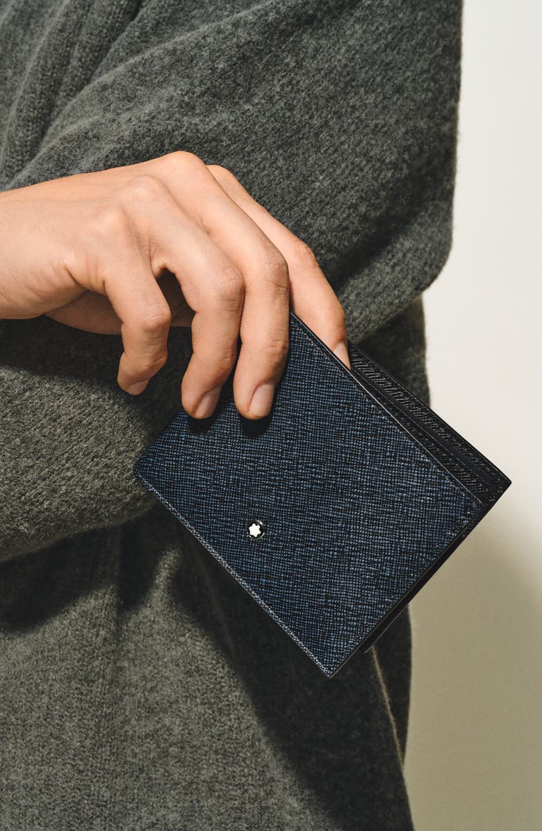 Montblanc Sartorial Leather Bifold Wallet, Alternate, color, Tweed Blue