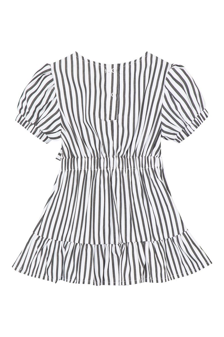 Stripe Puff Sleeve Dress, Alternate, color, BLACK