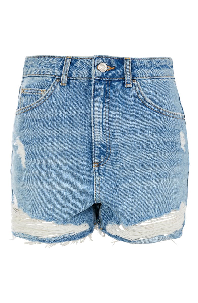 Topshop Ripped Denim Mom Shorts, Alternate, color,