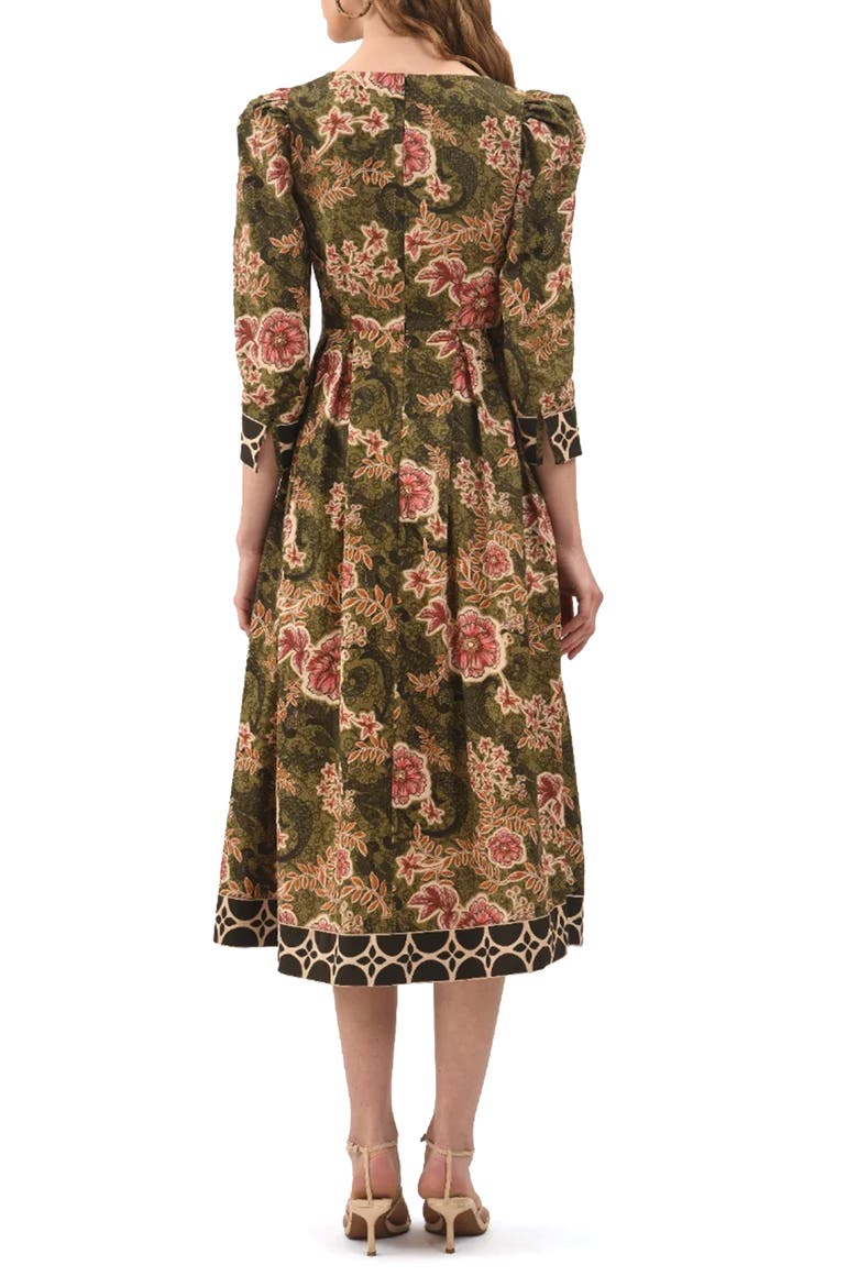 Mirellie Floral Midi Dress, Alternate, color, PINK
