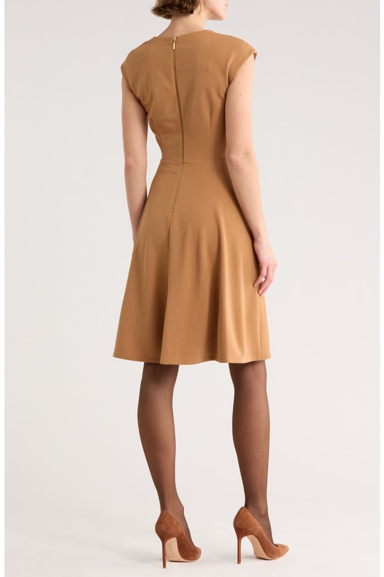 Cap Sleeve A-Line Dress, Alternate, color, LUGGAGE