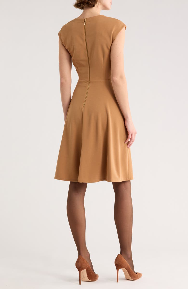 Calvin Klein Cap Sleeve A-Line Dress, Alternate, color, Luggage